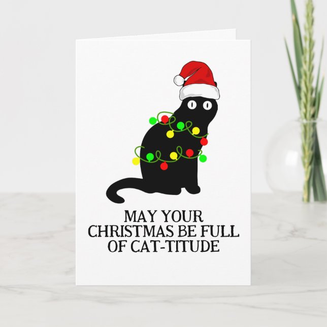 cartes de noël de chat noir (Devant)