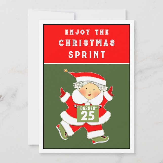 Cartes de Noël de coureur en course (Devant)