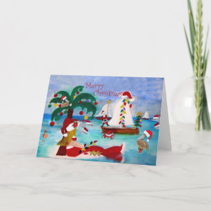 Cartes de Noël de défilé de bateaux de Noël côtier