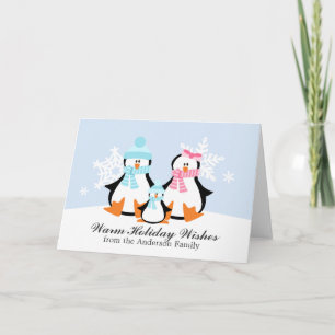 Cartes de Noël de famille de pingouin