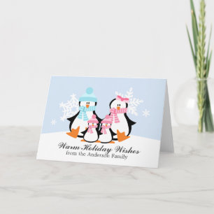 Cartes de Noël de famille de pingouin