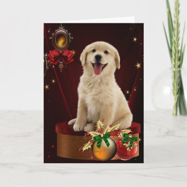 Cartes de Noël de golden retriever de Labrador (Devant)