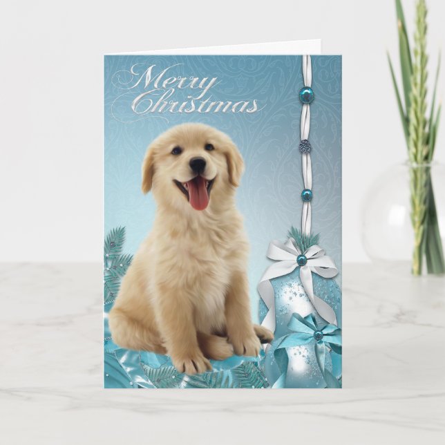Cartes de Noël de golden retriever de Labrador (Devant)