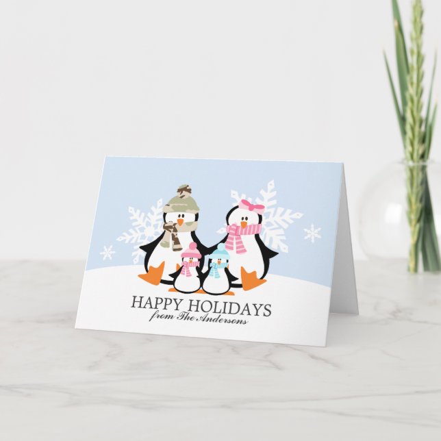 Cartes de Noël de la famille des pingouins militai (Devant)