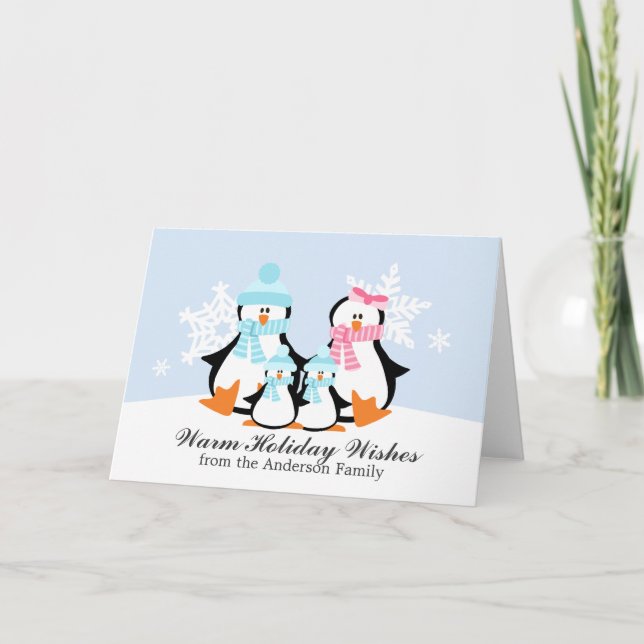 Cartes de Noël de la famille Penguin (Devant)
