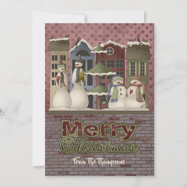 Cartes de Noël de la famille Snowman (Devant)