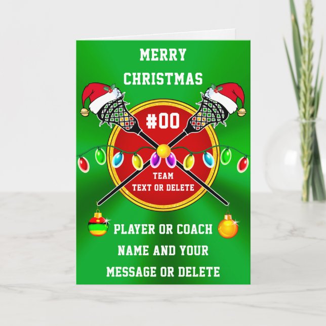 Cartes de Noël de Lacrosse pour Joueurs ou Entraîn (Devant)