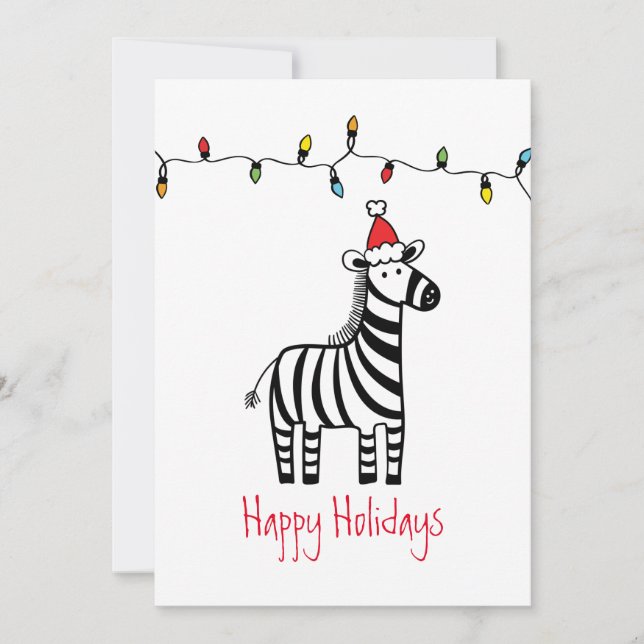 Cartes de Noël de Noël fantaisiste Zebra (Devant)