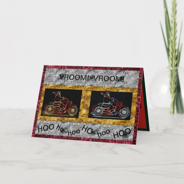 Cartes de Noël de Père Noël en moto (Devant)