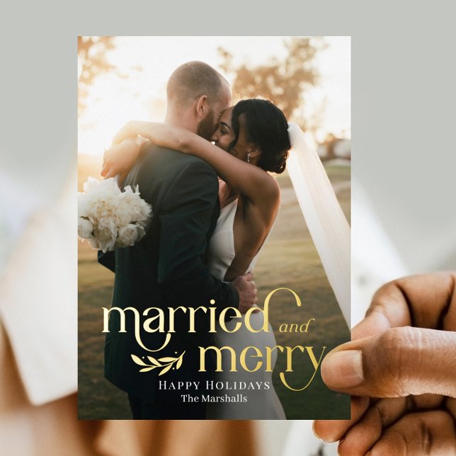 Cartes de Noël de photo de jeunes mariés en foil M (Créateur téléchargé)
