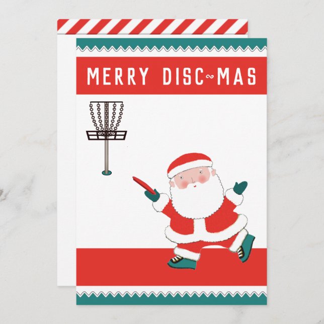 Cartes de Noël de vacances de Disk Golf (Devant / Derrière)
