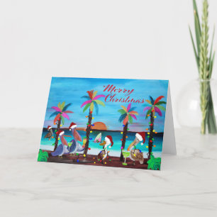 Cartes de Noël de vacances de pélicans de Père Noë