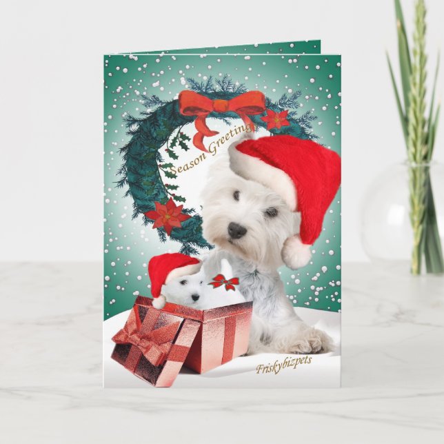 Cartes de Noël de Westie Père Noël (Devant)