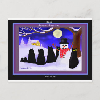 Cartes de Noël des chats d'hiver noirs