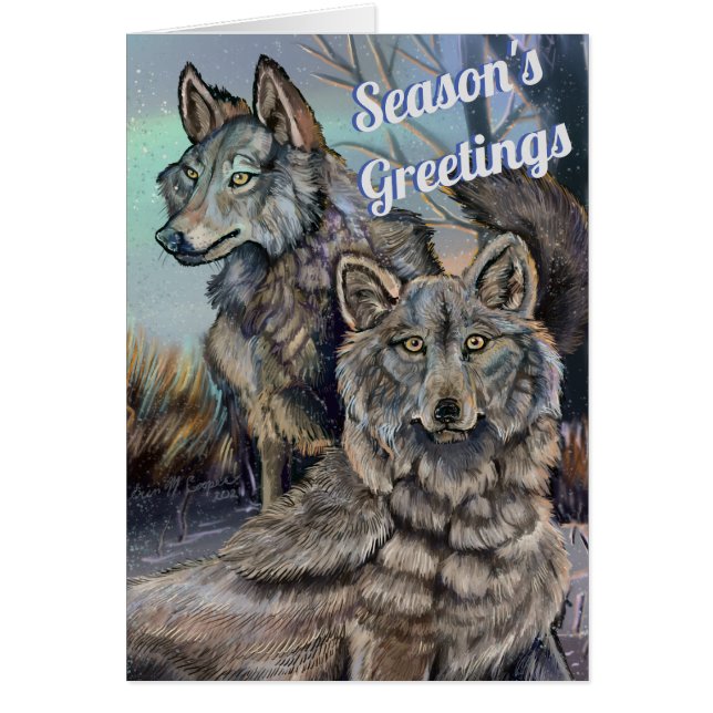 Cartes de Noël des loups de l'Arctique~ Bonnes Fêt (Devant)