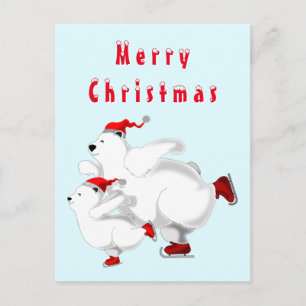 Cartes de Noël d'ours patinant