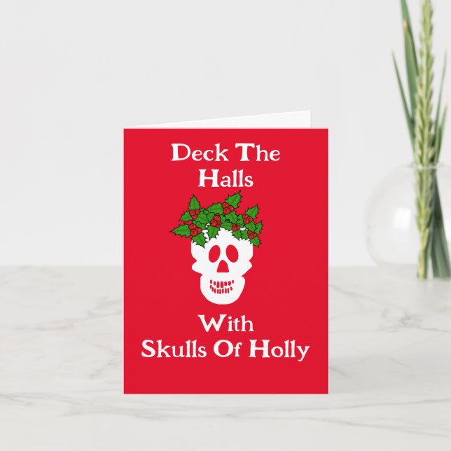 Cartes de Noël drôles de crânes de houx (Devant)