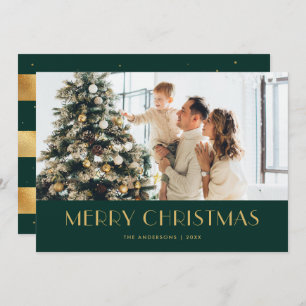 Cartes de Noël Elegant Green et Gold Foil