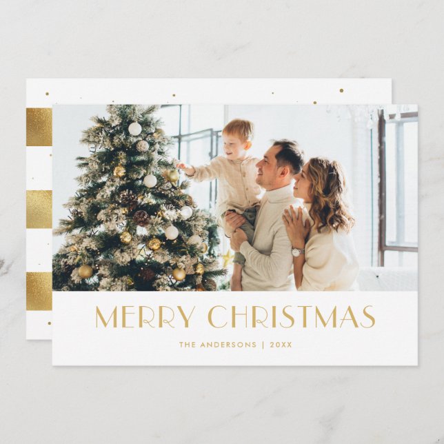 Cartes de Noël élégantes à huile blanche et or (Devant / Derrière)