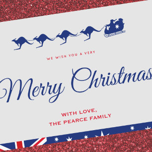 Cartes de Noël en australie Kangaroo Sleigh