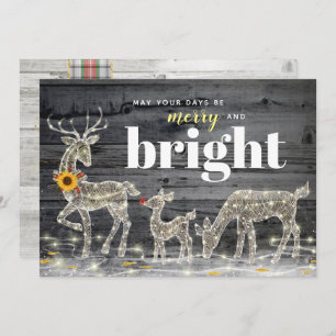 Cartes de Noël en bois rustiques de renne de