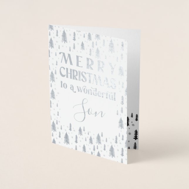 Cartes de Noël en feuille d'argent pour fils (Devant)