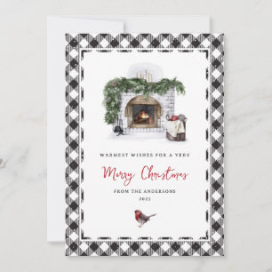 Cartes de Noël en noir et blanc Plaid
