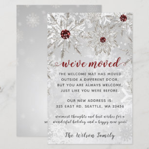 Cartes de Noël Flocons de Neige Rouges Budget Nous