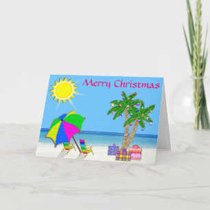 Cartes de Noël gaies et jolies superbes de plage