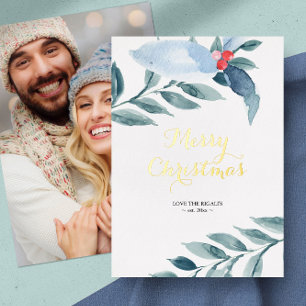 Cartes de Noël Joyeuses avec Photo de Paysage Bleu