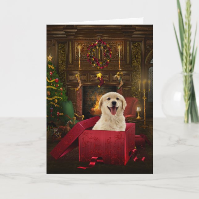 Cartes de Noël Labrador Golden Retriever (Devant)