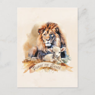 Cartes de Noël Lion vintage et Agneau