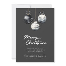 Cartes de Noël minimalistes Ornements Noir Blanc