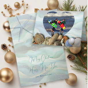 Cartes de Noël modèle photo cœur pour les amoureux