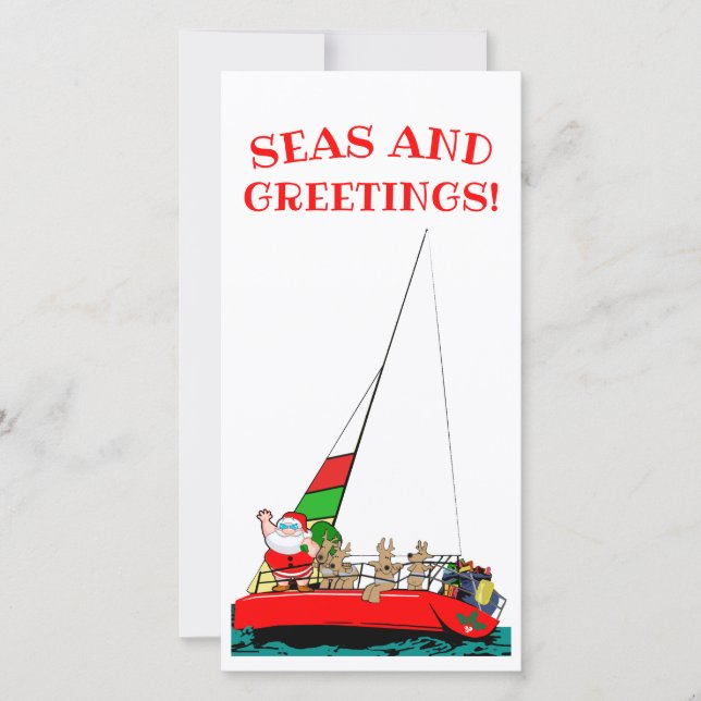 Cartes de Noël nautiques « Mers et salutations » (Devant)