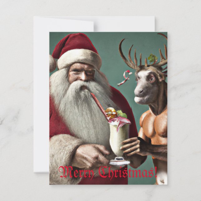 Cartes de Noël père Noël et Krampus (Devant)