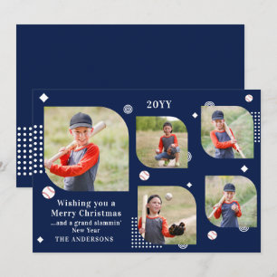Cartes de Noël personnalisées Baseball 5 Photos Fa