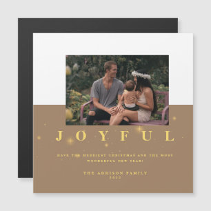 Cartes de Noël Photo Joyeuses Kraft et Or