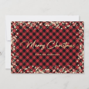 Cartes de Noël plaquées or brillant et Buffalo rou