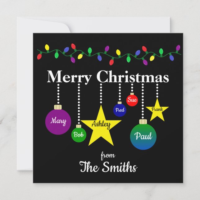 Cartes de Noël plates avec ornements de Noël brill (Devant)