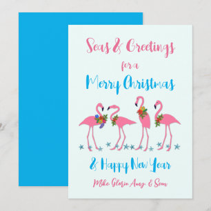Cartes de Noël plates flamants roses salutations m