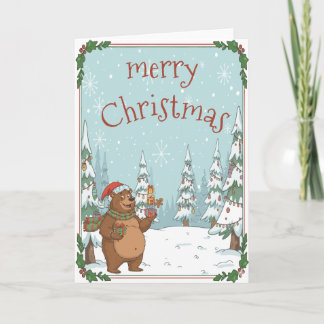 Cartes de Noël pliées Funny Bear