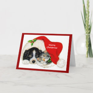 Cartes de Noël pour marionnettes et chaton