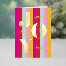 Cartes de Noël rayées de papier d'aluminium joyeus