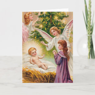 cartes de Noël religieuses Bébé Jésus & Anges