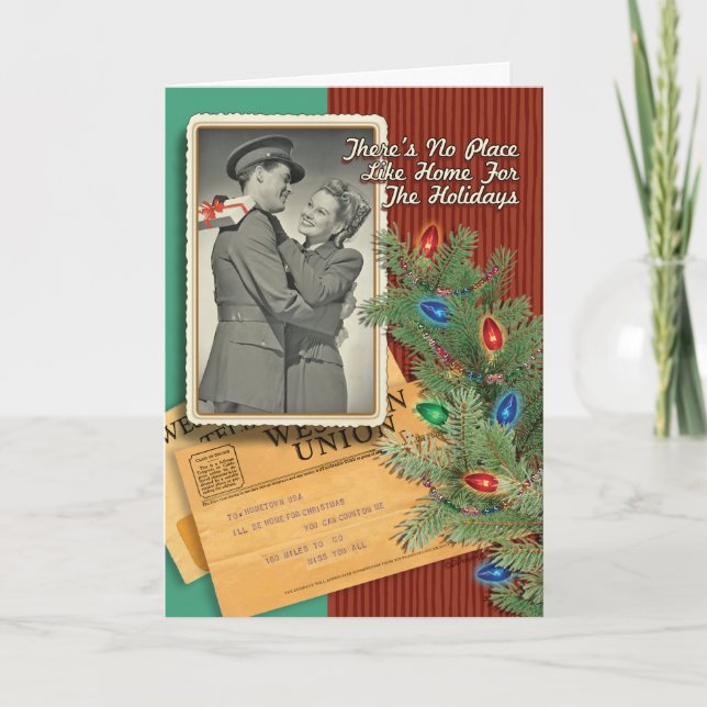 Cartes de Noël rétro de couple romantique de la Se (Devant)