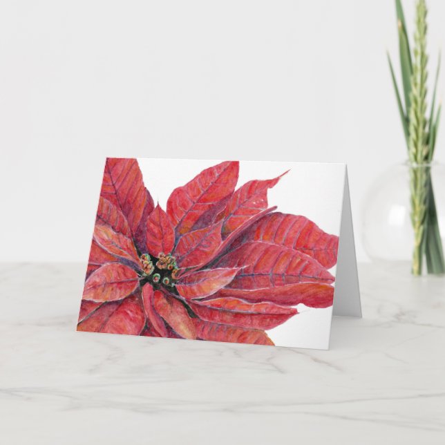 Cartes de Noël Rouge Poinsettia (Devant)