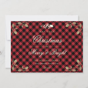 Cartes de Noël Rouge Vintage Buffalo Plaid