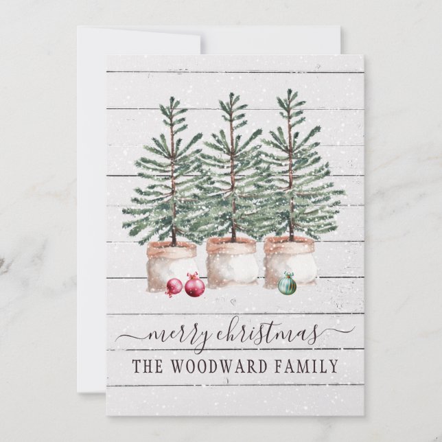 Cartes de Noël Rustiques Arbres (Devant)