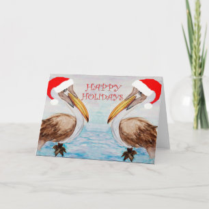 Cartes de Noël Santa pélicans